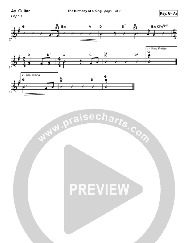 The Birthday Of A King Acoustic Guitar ( / Traditional Carol / PraiseCharts)