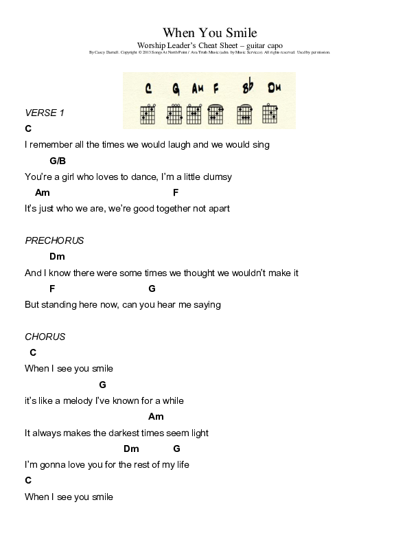 When You Smile Chords & Lyrics (Casey Darnell / North Point Worship)