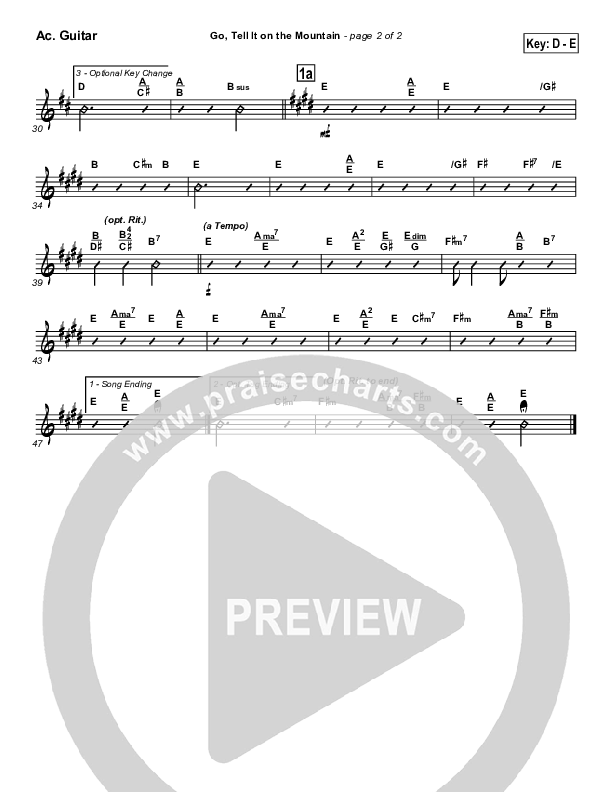 Go Tell It On The Mountain Acoustic Guitar (Traditional Carol / PraiseCharts)