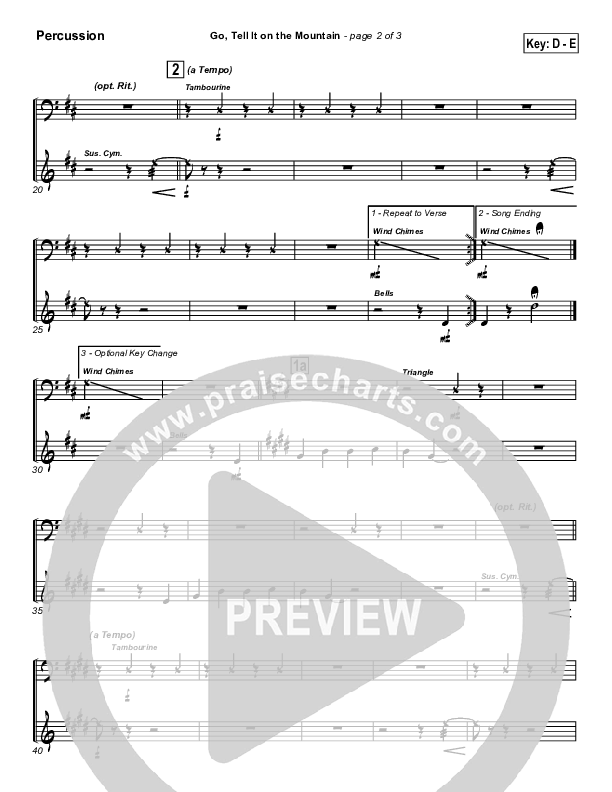 Go Tell It On The Mountain Percussion (Traditional Carol / PraiseCharts)