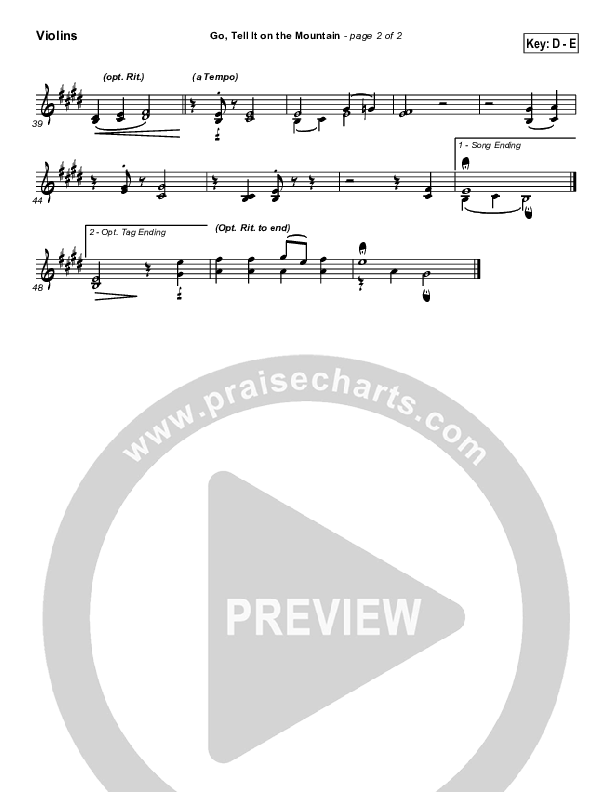 Go Tell It On The Mountain Violins (Traditional Carol / PraiseCharts)