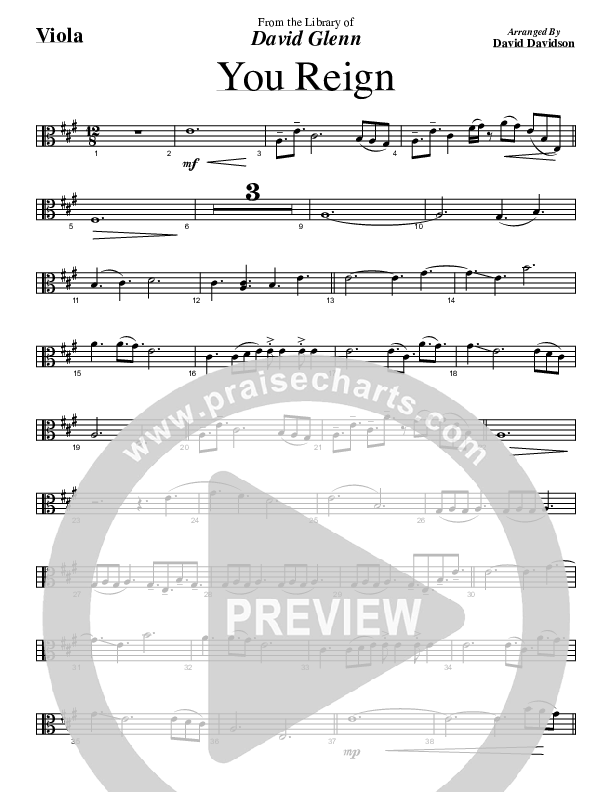 You Reign (Instrumental) Viola (David Glenn)