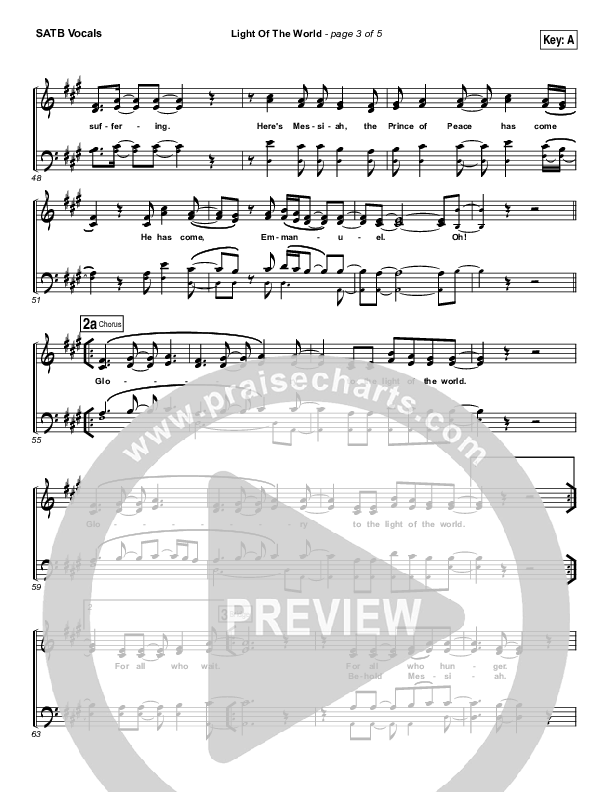 Light Of The World Choir Sheet (SATB) (Lauren Daigle)