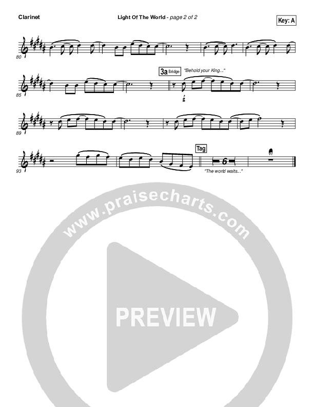 Light Of The World Clarinet (Lauren Daigle)