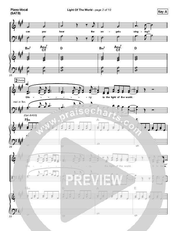 Light Of The World Piano/Vocal (SATB) (Lauren Daigle)