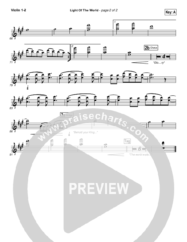 Light Of The World Violin 1/2 (Lauren Daigle)