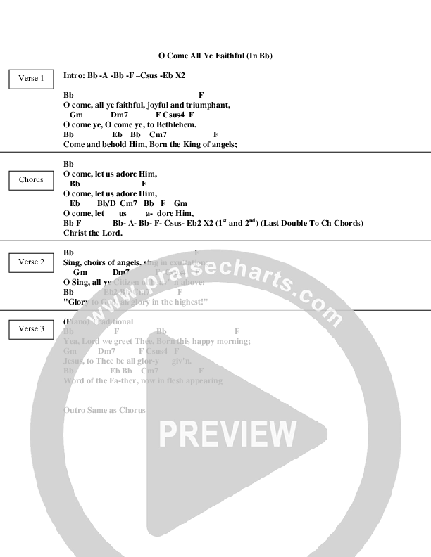 O Come All Ye Faithful Chords & Lyrics (Jeremy Horn)