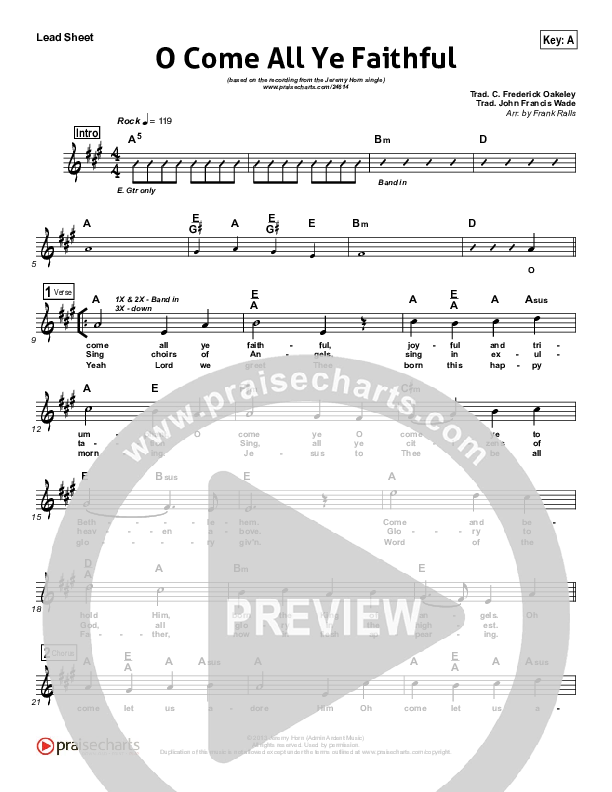 O Come All Ye Faithful Lead Sheet (Jeremy Horn)