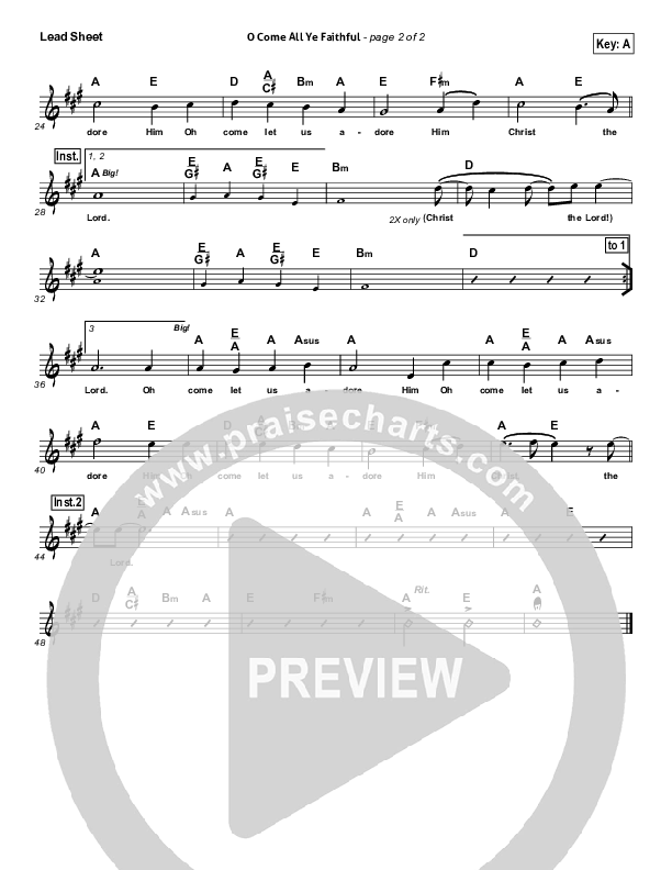 O Come All Ye Faithful Lead Sheet (Jeremy Horn)