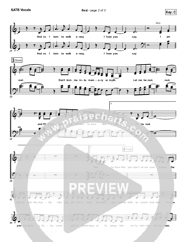 Real Choir Sheet (SATB) (Nichole Nordeman)