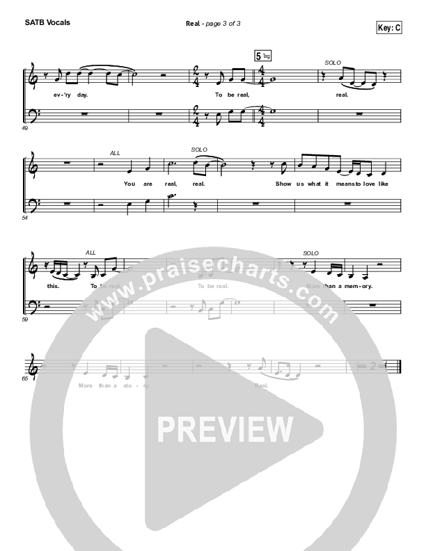 Real Choir Sheet (SATB) (Nichole Nordeman)