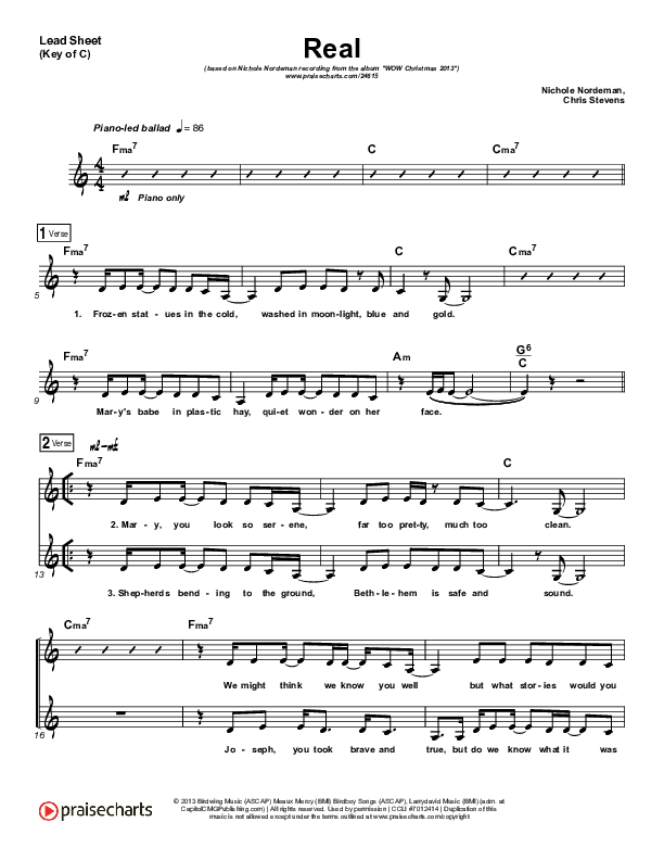 Real Lead Sheet (Melody) (Nichole Nordeman)