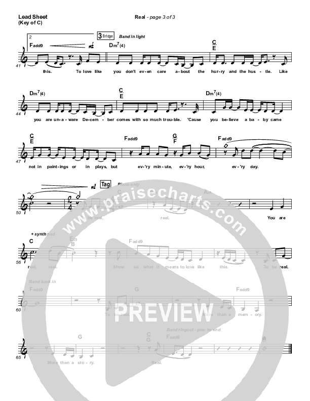 Real Lead Sheet (Melody) (Nichole Nordeman)