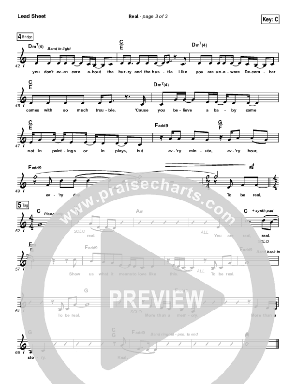 Real Lead Sheet (SAT) (Nichole Nordeman)