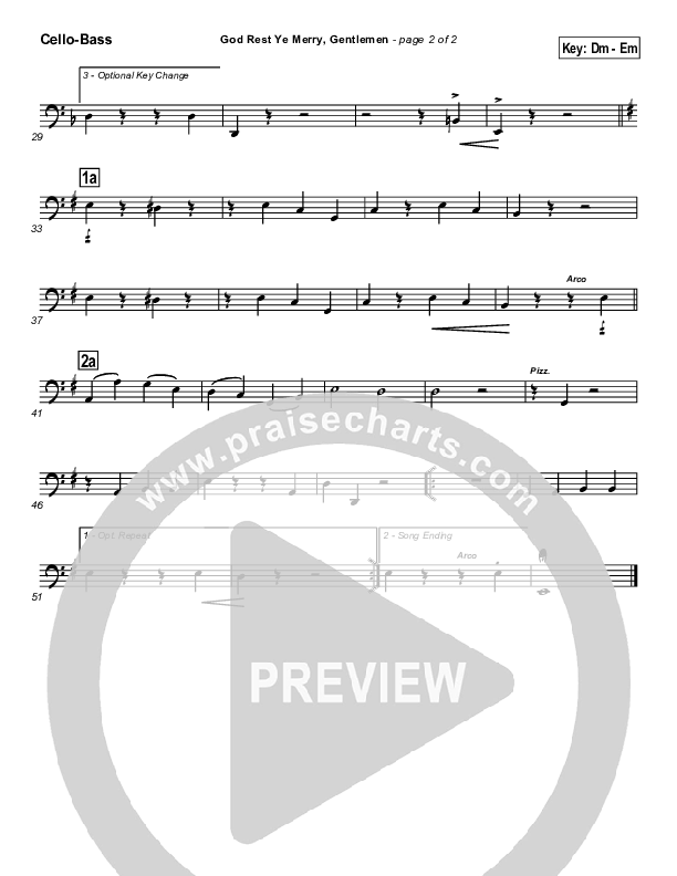 God Rest Ye Merry Gentlemen Cello/Bass (Traditional Carol / PraiseCharts)
