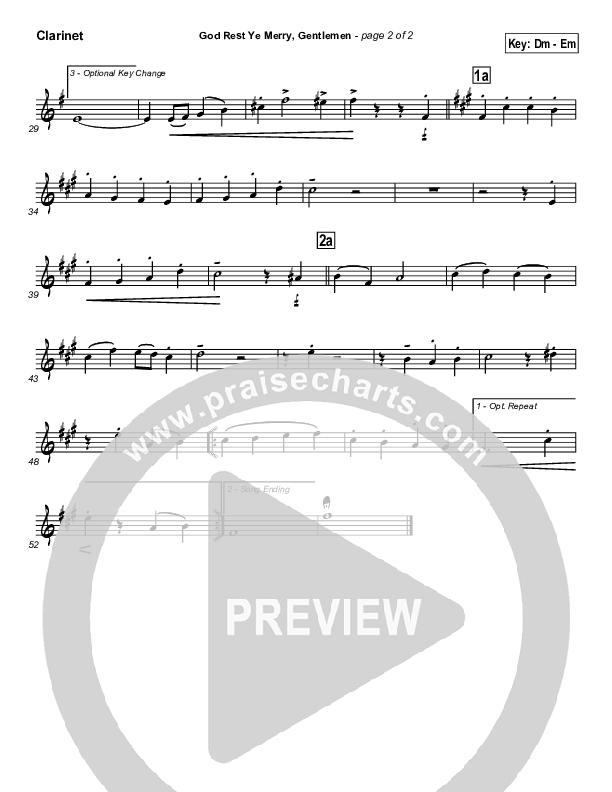 God Rest Ye Merry Gentlemen Clarinet (Traditional Carol / PraiseCharts)