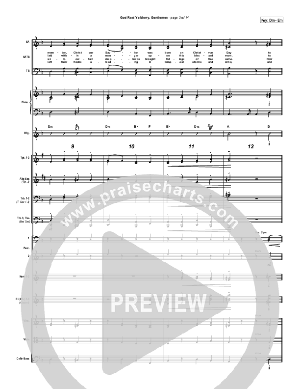God Rest Ye Merry Gentlemen Conductor's Score (Traditional Carol / PraiseCharts)
