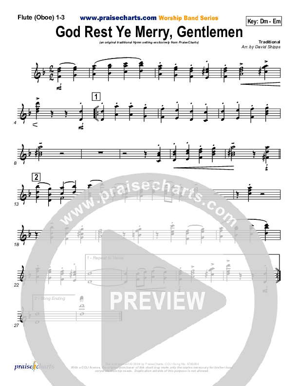 God Rest Ye Merry Gentlemen Flute/Oboe 1/2/3 (Traditional Carol / PraiseCharts)