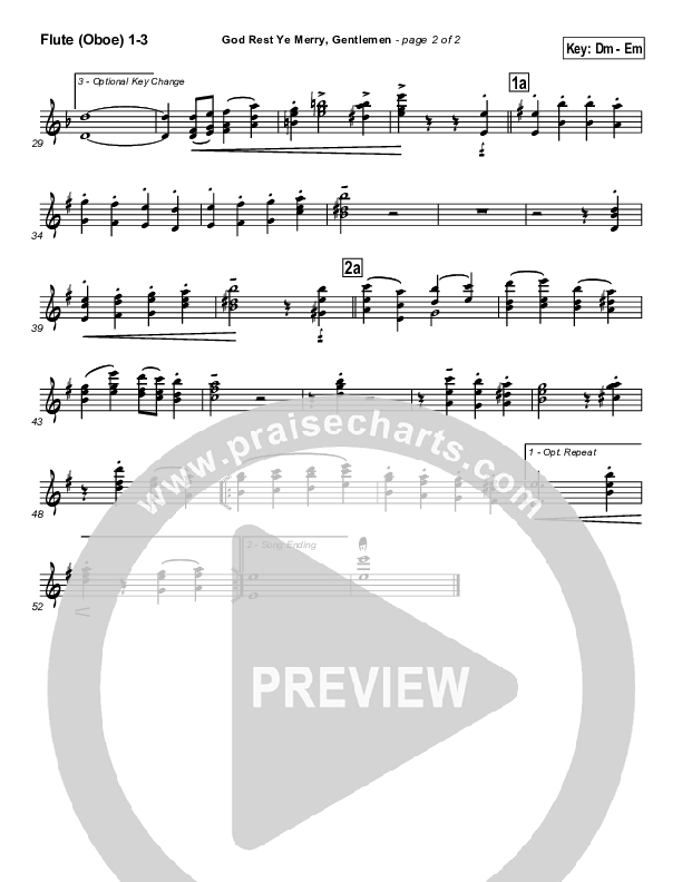 God Rest Ye Merry Gentlemen Flute/Oboe 1/2/3 (Traditional Carol / PraiseCharts)