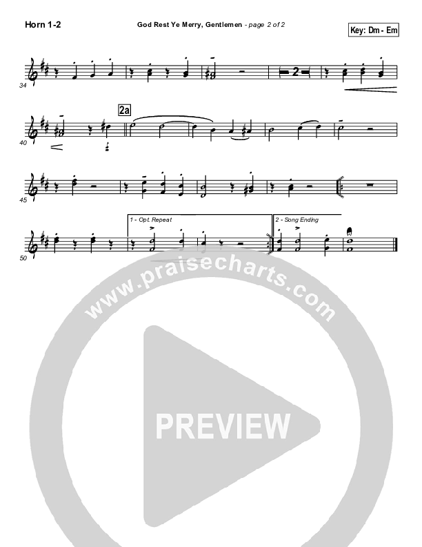 God Rest Ye Merry Gentlemen French Horn 1/2 (Traditional Carol / PraiseCharts)