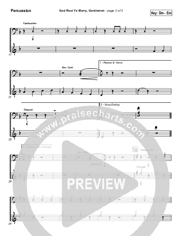 God Rest Ye Merry Gentlemen Percussion (Traditional Carol / PraiseCharts)