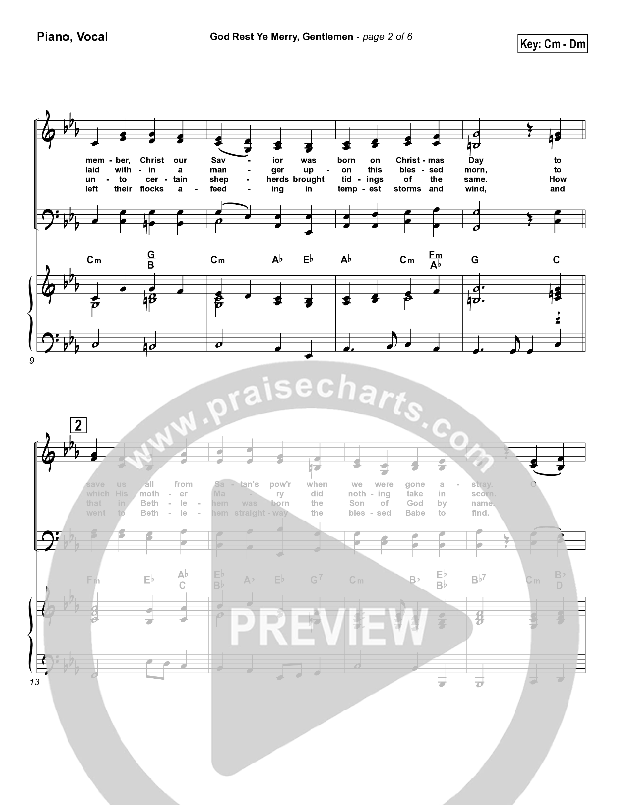 God Rest Ye Merry Gentlemen Piano/Vocal & Lead (Traditional Carol / PraiseCharts)