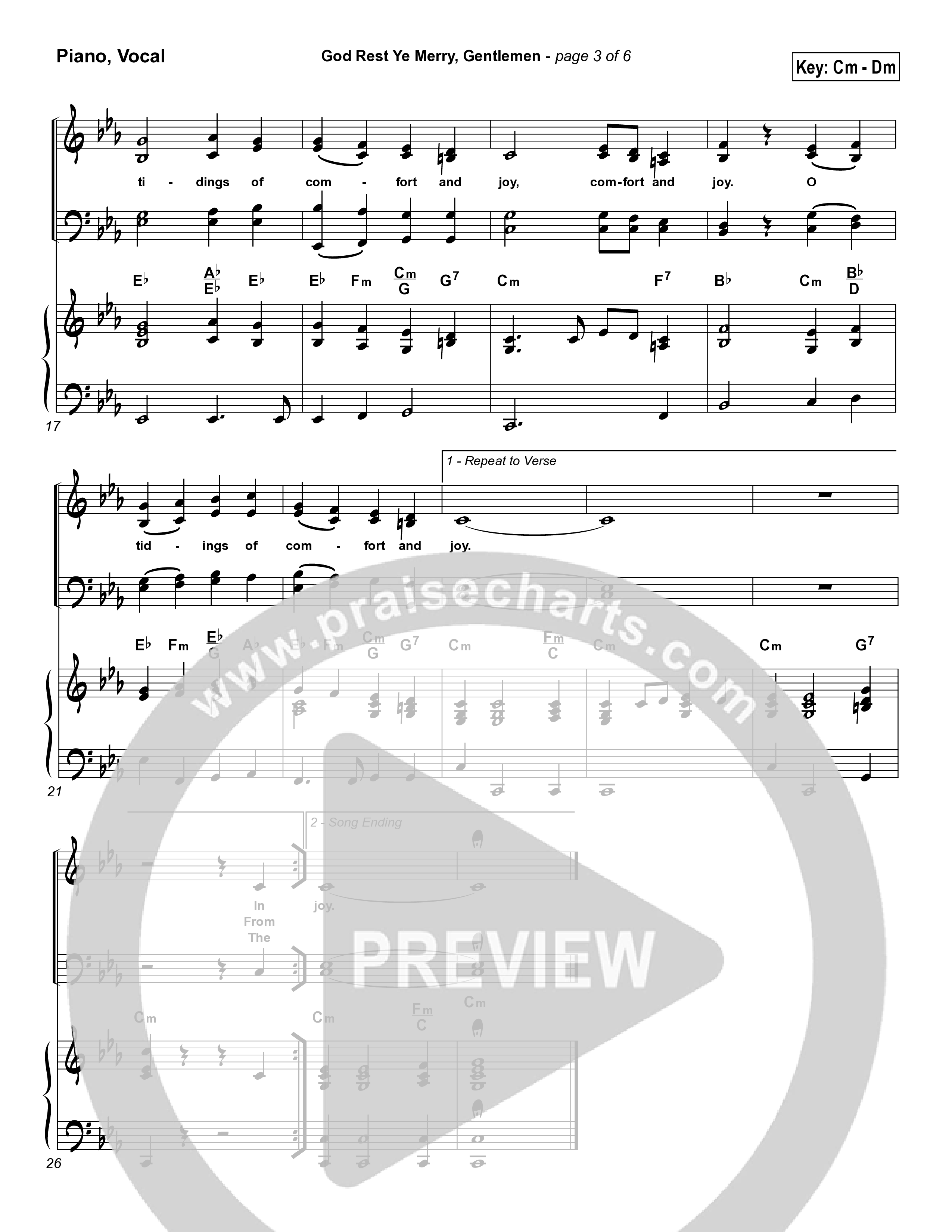 God Rest Ye Merry Gentlemen Piano/Vocal & Lead (Traditional Carol / PraiseCharts)