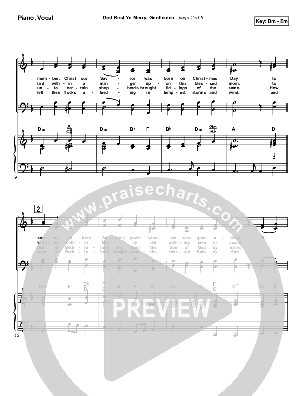 God Rest Ye Merry Gentlemen Piano/Vocal & Lead (Traditional Carol / PraiseCharts)