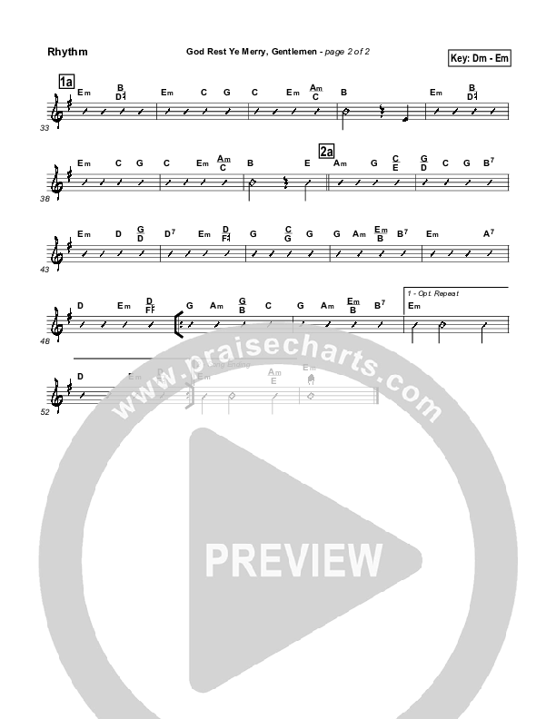 God Rest Ye Merry Gentlemen Rhythm Chart (Traditional Carol / PraiseCharts)