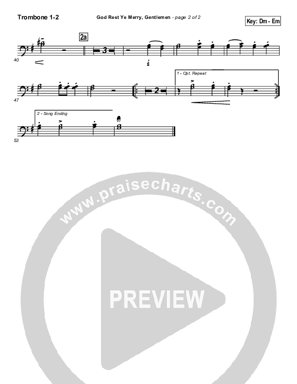 God Rest Ye Merry Gentlemen Trombone 1/2 (Traditional Carol / PraiseCharts)