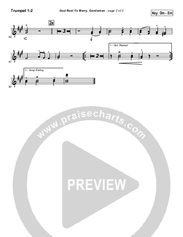 God Rest Ye Merry Gentlemen Trumpet 1,2 (Traditional Carol / PraiseCharts)