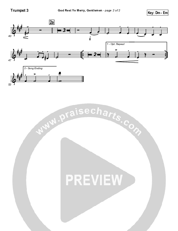 God Rest Ye Merry Gentlemen Trumpet 3 (Traditional Carol / PraiseCharts)