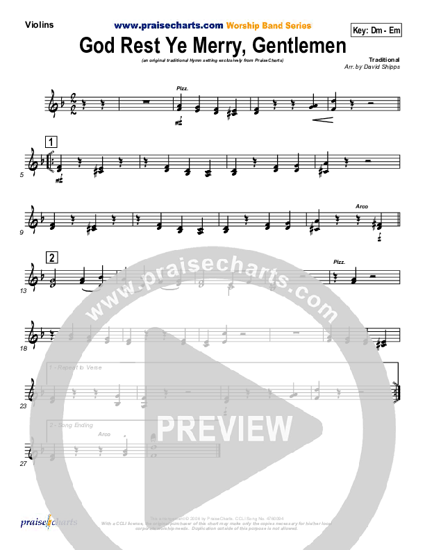 God Rest Ye Merry Gentlemen Violins (Traditional Carol / PraiseCharts)