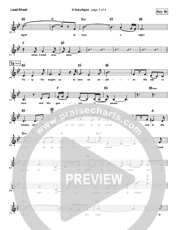 O Holy Night Lead Sheet (Harvest Worship.)