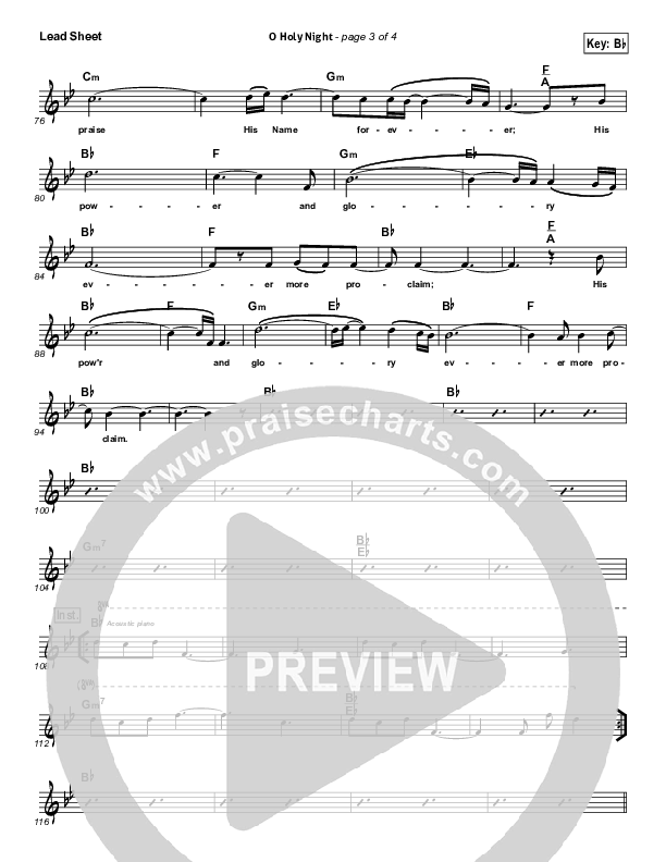 O Holy Night Lead Sheet (Harvest Worship.)