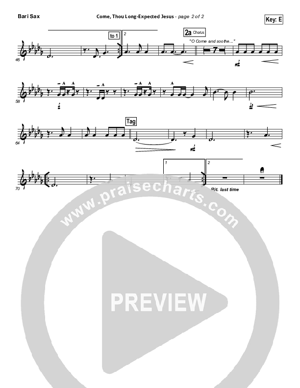 Come Thou Long-Expected Jesus (Soothe Our Weary Souls) Bari Sax (Toby Baxley)