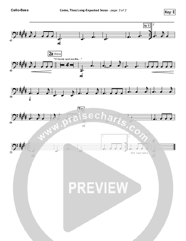 Come Thou Long-Expected Jesus (Soothe Our Weary Souls) Cello/Bass (Toby Baxley)