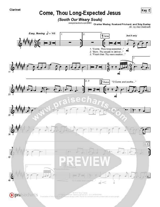 Come Thou Long-Expected Jesus (Soothe Our Weary Souls) Wind Pack (Toby Baxley)