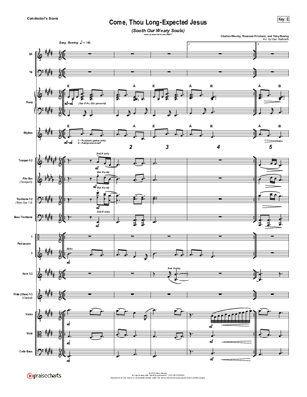Come Thou Long-Expected Jesus (Soothe Our Weary Souls) Orchestration (Toby Baxley)