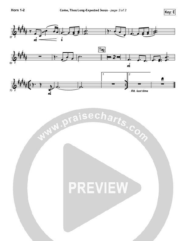 Come Thou Long-Expected Jesus (Soothe Our Weary Souls) French Horn 1/2 (Toby Baxley)