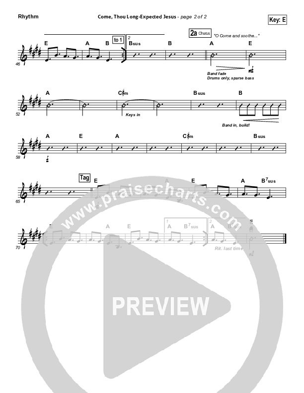 Come Thou Long-Expected Jesus (Soothe Our Weary Souls) Rhythm Chart (Toby Baxley)