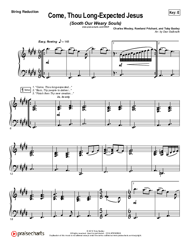 Come Thou Long-Expected Jesus (Soothe Our Weary Souls) Synth Strings (Toby Baxley)