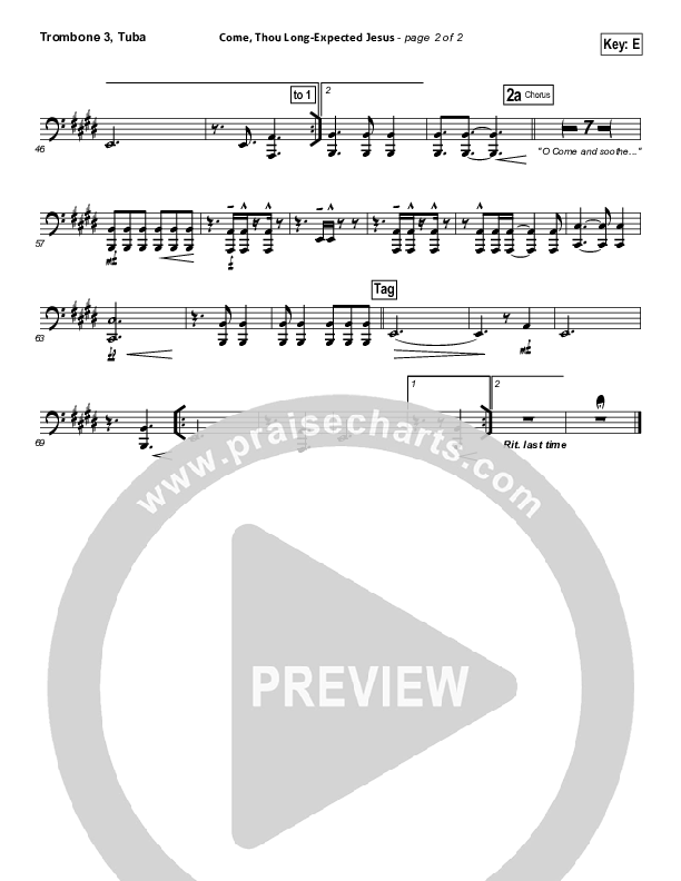 Come Thou Long-Expected Jesus (Soothe Our Weary Souls) Trombone 3/Tuba (Toby Baxley)