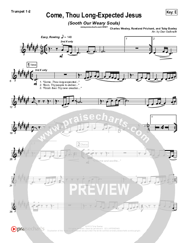 Come Thou Long-Expected Jesus (Soothe Our Weary Souls) Brass Pack (Toby Baxley)