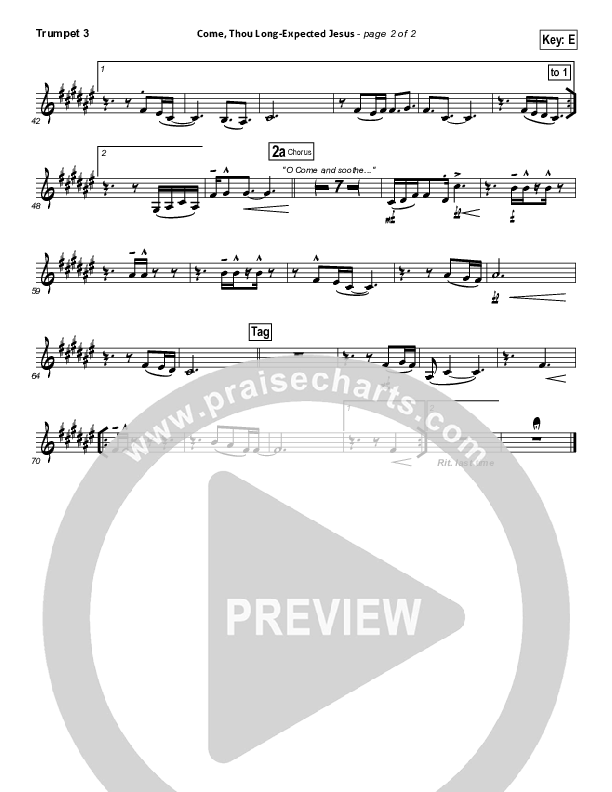 Come Thou Long-Expected Jesus (Soothe Our Weary Souls) Trumpet 3 (Toby Baxley)