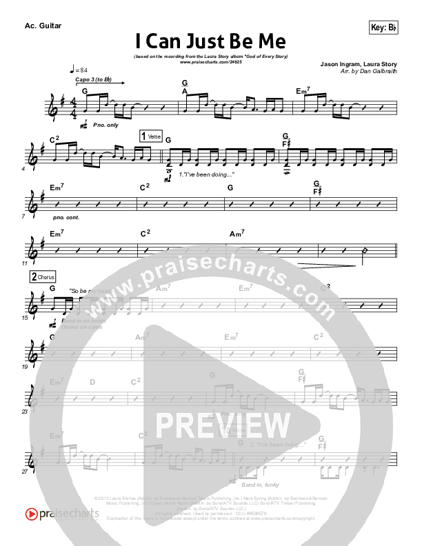 I Can Just Be Me Rhythm Chart (Laura Story)