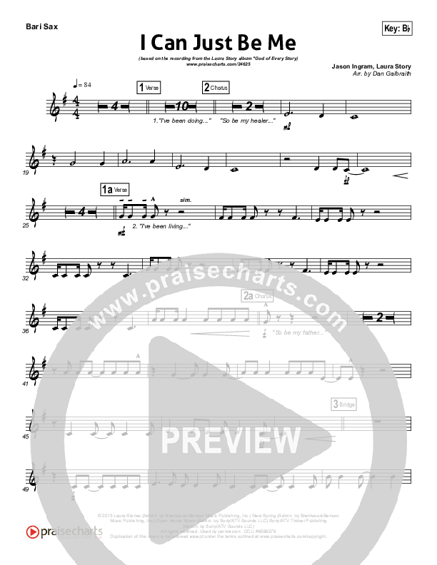 I Can Just Be Me Bari Sax (Laura Story)