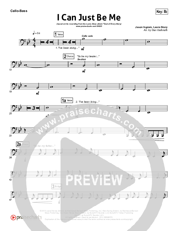 I Can Just Be Me Cello/Bass (Laura Story)