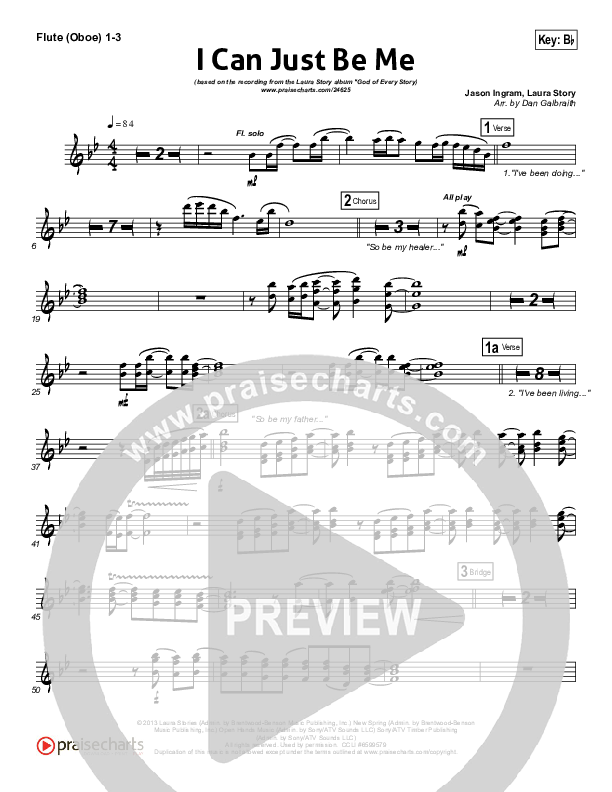 I Can Just Be Me Flute/Oboe 1/2/3 (Laura Story)