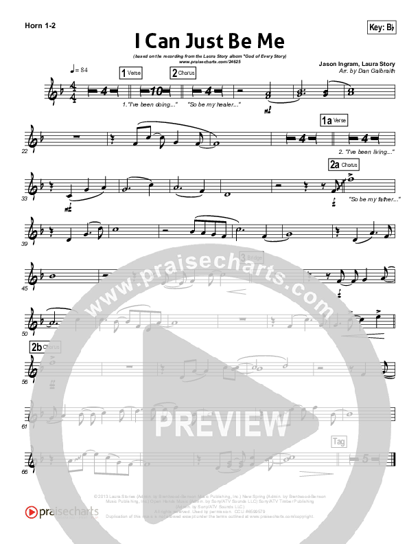 I Can Just Be Me French Horn 1/2 (Laura Story)